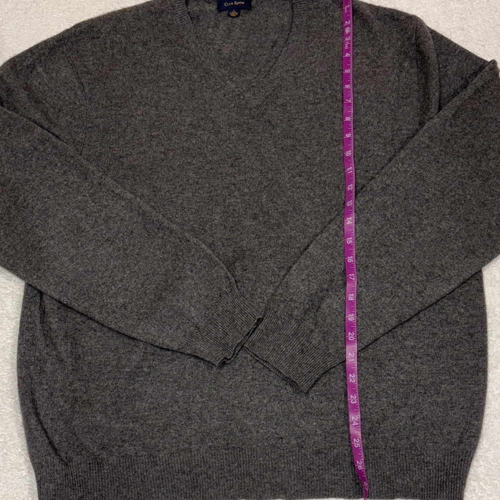 Club Room Charcoal V-Neck cashmere Sweater men’s size large - Picture 3 of 6